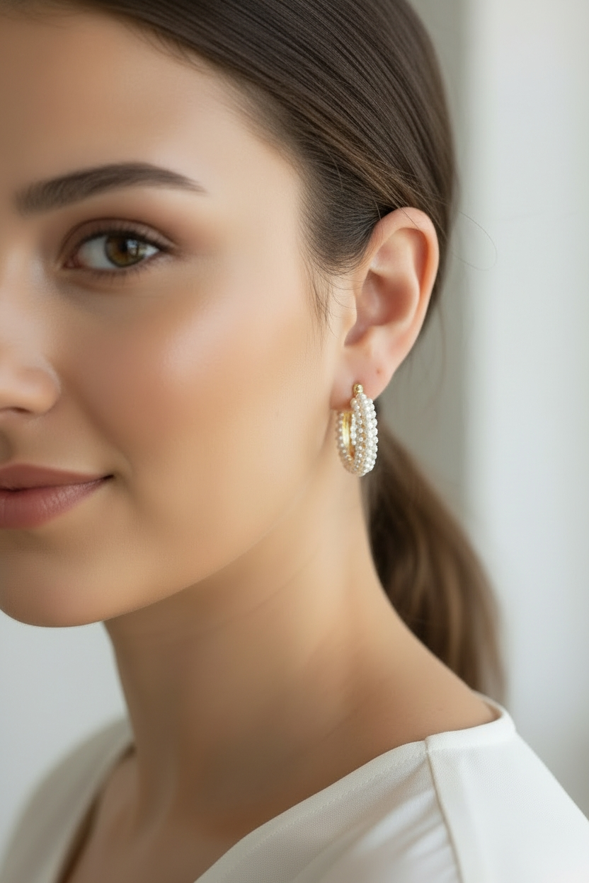 Fine Pearl Hoops